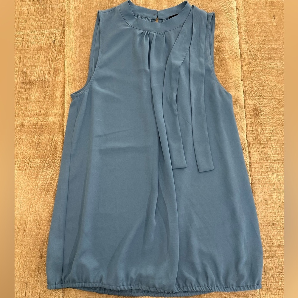 Ann Taylor Factory | Bow-Neck Sleeveless Blouse | S | Dusty Blue